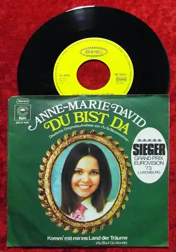 Single Anne Marie David: Du bist da (Epic S 1436) D 1973 Eurovision Song Contest