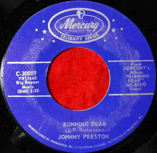 Single Johnny Preston: Running Bear (Mercury C-30089) US