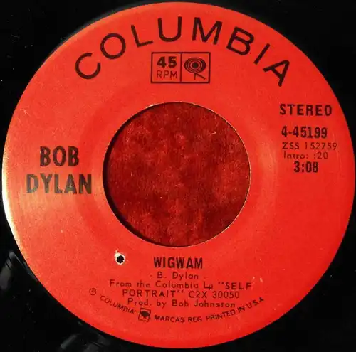 Single Bob Dylan: Wigwam (Columbia 4-45199) US
