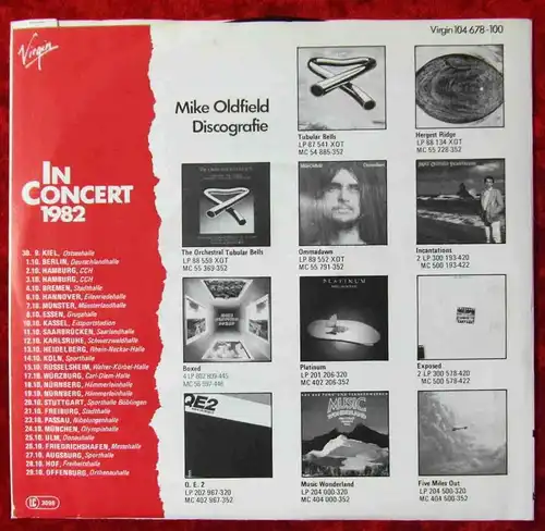 EP Mike Oldfield: The M.O. EP (Sonderauflage zur Tournee 1982  Virgin 104 678100