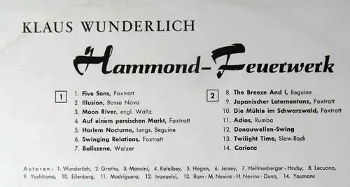 LP Klaus Wunderlich: Hammond-Feuerwerk (Telefunken SLE 14 376 P) D