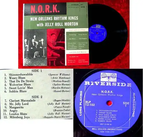 LP N.O.R.K. New Orleans Rhythm Kings w/ Jelly Roll Morton (Riverside 12-102) US