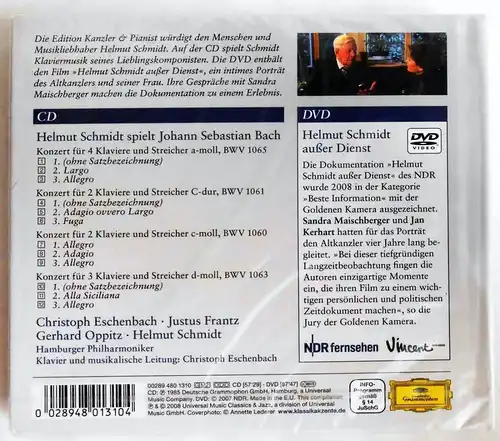 CD & DVD Helmut Schmidt - Kanzler und Pianist (DGG) 2007