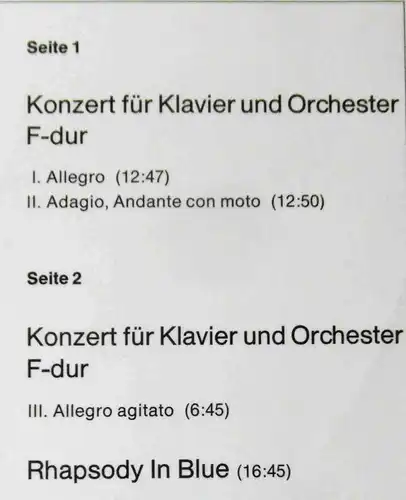 LP Gershwin Konzert f. Klavier & Orchester F-Dur / Rhapsody In Blue / Popescu