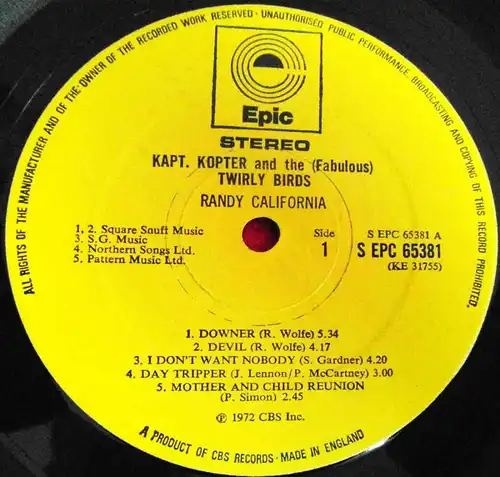 LP Randy California: Kapt. Kopter and the fabulous Twirly Birds (Epic EPC 65381)
