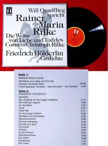 LP Will Quadflieg spricht Rainer Maria Rilke (Heliodor 2571 002) D 1974