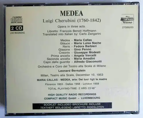 2 CD Box Cherubini: Medea - mit Maria Callas - 1953/59