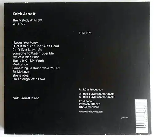 CD im Schuber Keith Jarrett: The Melody at Night with you (ECM) 1999