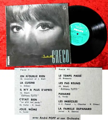 25cm LP Juliette Greco No. 7 w/ André Popp Orchestre (Philips B 76 515 R) F