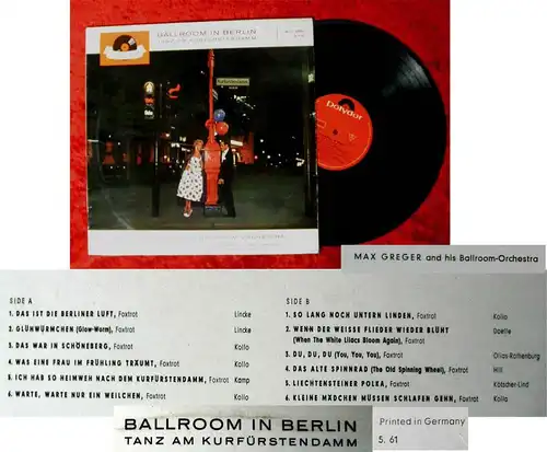 LP Max Greger: Ballroom in Berlin (Polydor 46 327 LPHM) D 1961