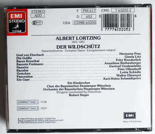 2CD Box Lortzing: Der Wildschütz (EMI)