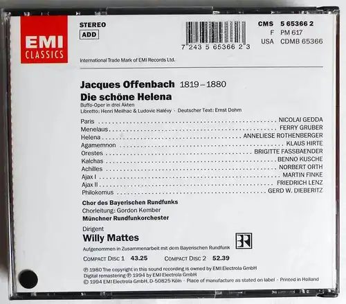 2CD Box Offenbach: Die schöne Helena (EMI) 1994