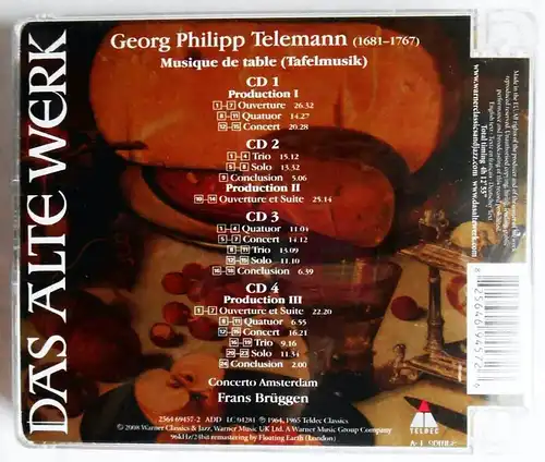 4CD Box Frans Brüggen: Telemann Musqiue de Table - Das Alte Werk (Teldec)