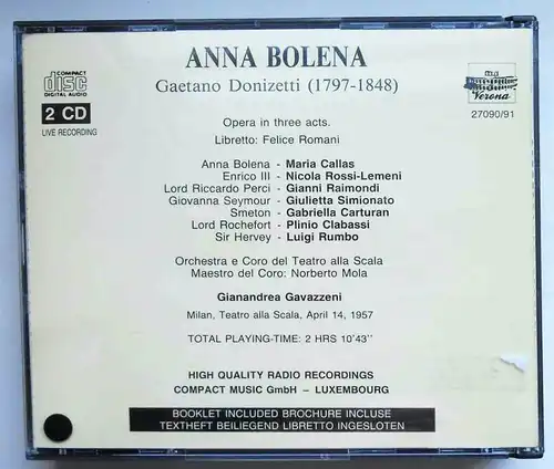 2CD Box Donizetti: Anna Bolena - Maria Callas Nicola Rossi - (Verona)