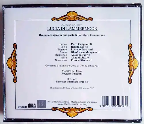2CD Box Donizetti: Lucia di Lammermoor - Renata Scotto Luciano Pavarotti - 1967