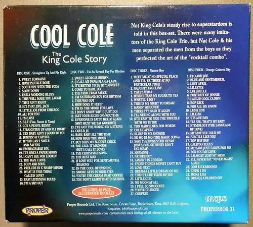 4 CD Box Nat King Cole: Cool Cole (Proper) w/ Booklet