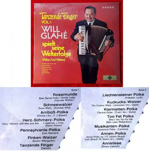 LP Will Glahe: Tanzende Finger Vol. 1 (Telefunken 621427 AF) D 1971 Neuwertig