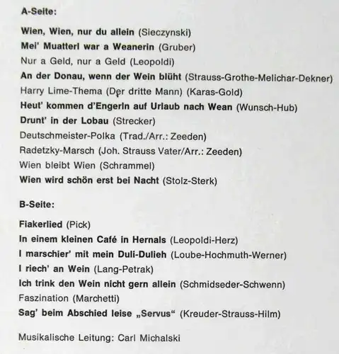 LP Peter Alexander singt Wiener Lieder (Polydor H 825) Clubsonderauflage