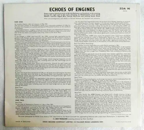 LP Echoes Of Engines - British Railways (Argo ZDA 90) UK 1968