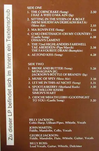 LP Ossian: Celtic Music & Songs From Scotland (Autogram 123) D