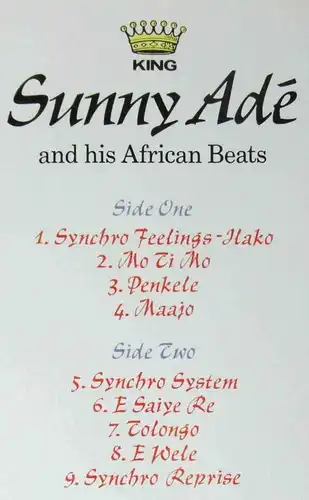 LP Sunny Adé & His African Beats (King 205 546-320) D 1983