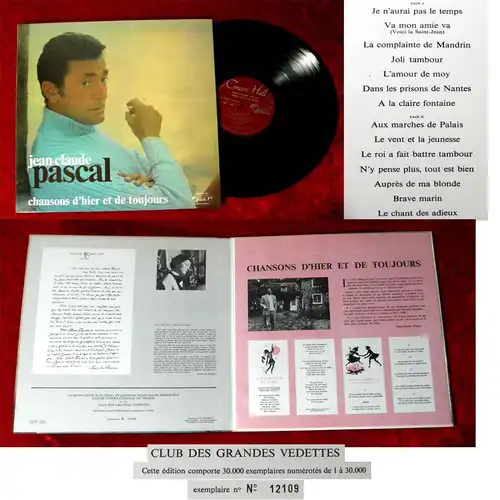 LP Jean Claude Pascal: Chansons d´hier et de toujours (Concert Hall SVS 2565) F