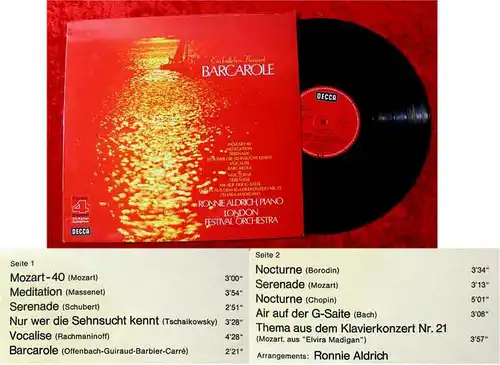 LP Ronnie Aldrich: Barcarole (Decca Phase 4) (D)