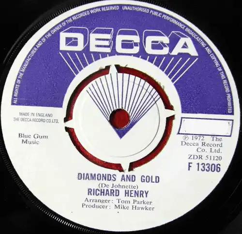 Single Richard Henry: Sweet Maria (Decca F 13306) UK 1972