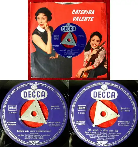 Single Caterina Valente: Schau ich zum Himmelszelt (Decca D 18 982) Valente FLC