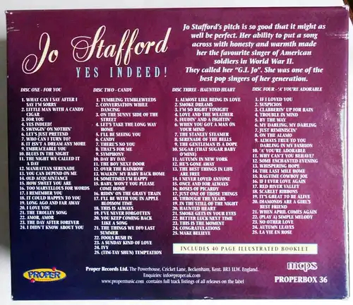 4CD Box Jo Stafford: Yes Indeed! (Rhino) incl. 40 Page Booklet