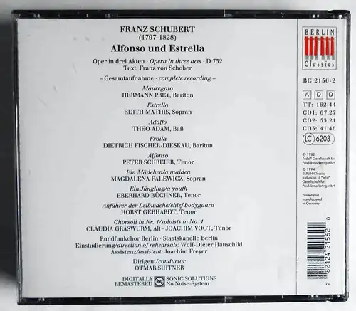 2CD Box Schubert: Alfonso und Estrella (Berlin Classics) 1994