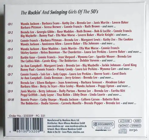 10 CD Box Rock´n Roll Girls - Rockin´& Swingin´Girls Of The 50´s -