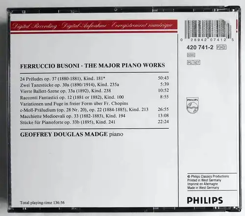 2CD Box Geoffrey Douglas Madge: Busoni - The Piano Works (Philips) 1987