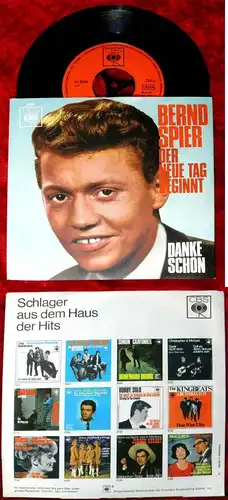 Single Bernd Spier: Der neue Tag beginnt / Dankeschön (CBS 2305) D 1966