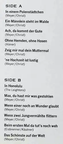 LP Peter Lauch & Regenpfeifer: Lauter Lose Lieder (Fiesta FLPS 1510) US