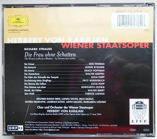 3CD Box Strauss: Frau ohne Schatten (DGG) Karajan Rysanek Ludwig