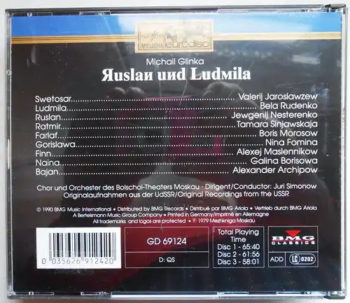 3CD Box Glinka: Ruslan und Ludmila (BMG) 1990