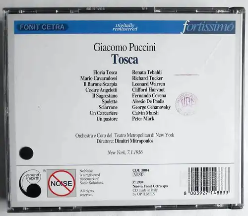 2CD Box Puccini: Tosca - Renata Tebaldi Richard Tucker Leonard Warren