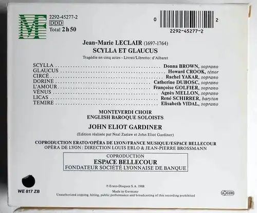 3CD Box Leclair: Scylla et Glaucus - Opera de Lyon - 1988 - John Eliot Gardiner