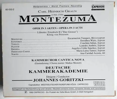 2CD Box Graun: Montezuma (Capriccio) WDR 1992