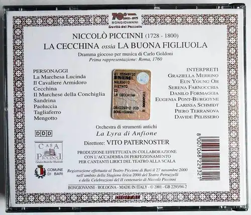 2CD Box Piccinni: La Cecchina (BG) 2001