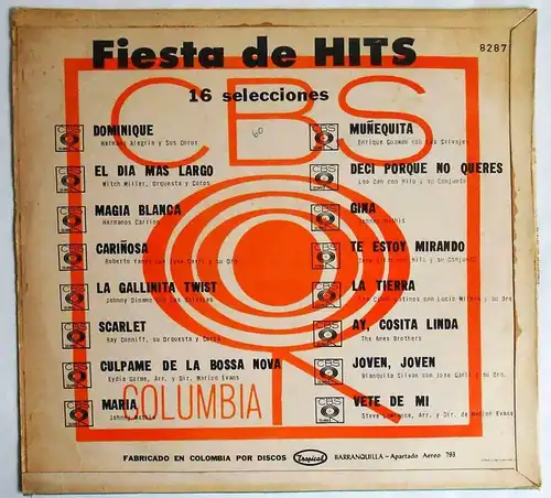 LP 16 Seleciones Fiesta de Hits (CBS 8287) Columbien