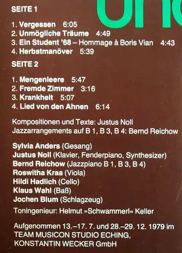 LP Sylvia Anders: Trieb und Frieden - Neues Deutsches Chanson (DGG) D 1979