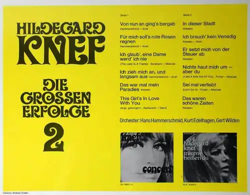 LP Hildegard Knef: Die grossen Erfolge 2 (Decca SLK 16 577-P) D