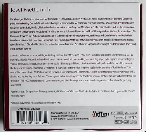 10CD Box Josef Metternich: The Great 1950 - 1959