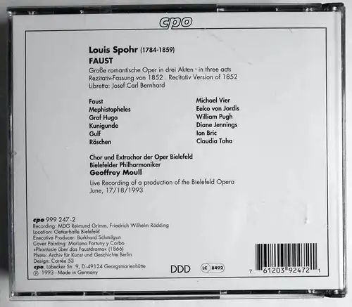 2CD Box Louis Spohr: Faust (CPO) 1993