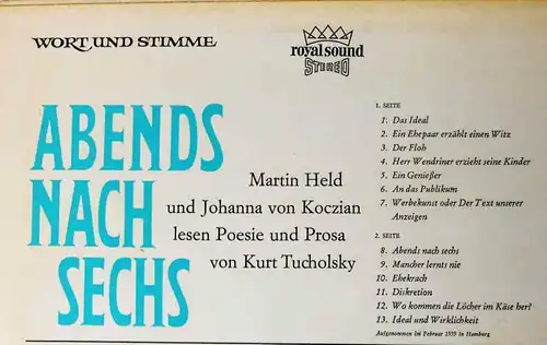LP Abends nach Sechs - Martin Held & Johanna von Koczian lesen Tucholsky -