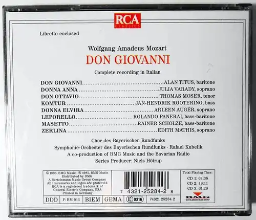 3CD Box Mozart: Don Giovanni (RCA) Rafael Kubelik (1995)