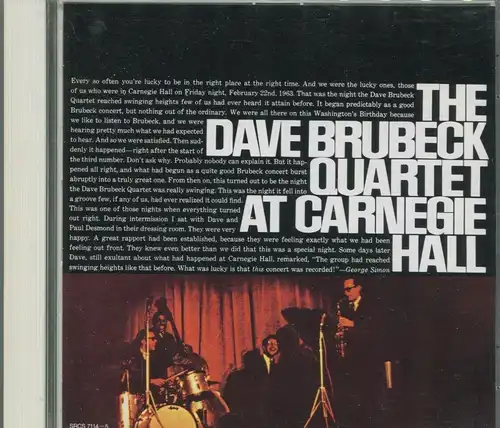 2CD Dave Brubeck Quartet at Carnegie Hall (Columbia) Japan