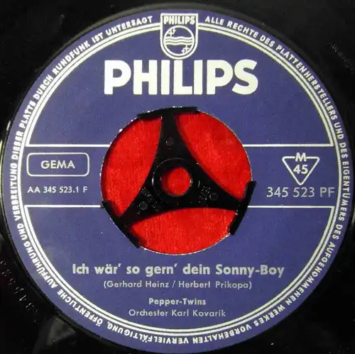 Single Pepper Twins: Ich wär so gern Dein Sonny Boy (Philips 345 523 PF) D 1962
